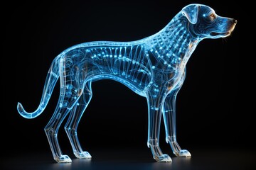 Fototapeta premium A dog that is standing in the dark, celestial outline.