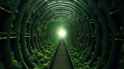  a long tunnel with a light at the end of it.  generative ai