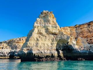 Beautiful view of Benagil Cave in Carvoeiro Algarve Portugal
