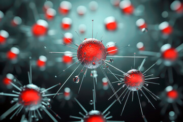 virus life, red microscopic virus, wallpaper
