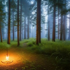 A mystical forest at twilight with glowing fireflies and enchanting animals5, Generative AI