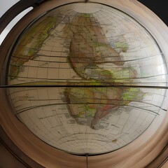 Fototapeta na wymiar An antique globe with intricate cartographic details2, Generative AI