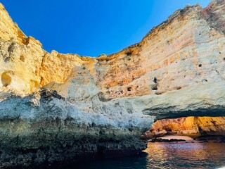 Beautiful view of Benagil Cave in Carvoeiro Algarve Portugal