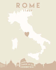 a pink Rome map that has the shape of a heart on it