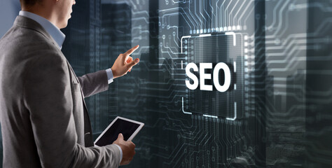 The inscription on processor icons SEO. Business concept 2023