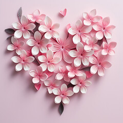 Sweetheart Blooms, A Creative Composition of Pink Flower Paper Hearts