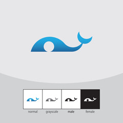 Iconic Fish Logo. Blue Color. - Vector