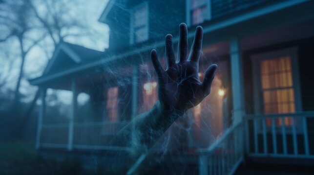 A Creepy Hand Reaching Out Of The Window Of A House