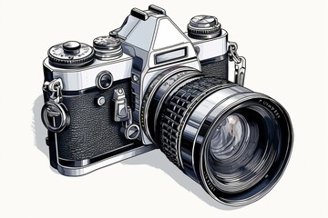 Drawing of high-quality camera. Generative AI
