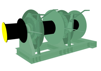 Ship windlass winch transparent background