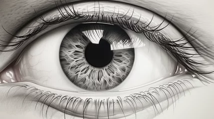 Deurstickers eye of the person, pencil draw © Milan