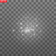 Abstract stylish light effect on a black background. Gold glowing neon line. Golden luminous dust and glares. Flash Light. luminous trail. Vector illustration. EPS 10