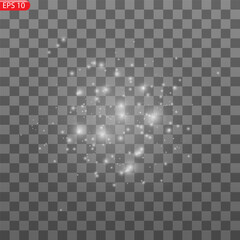 Abstract stylish light effect on a black background. Gold glowing neon line. Golden luminous dust and glares. Flash Light. luminous trail. Vector illustration. EPS 10