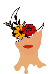 A woman with flowers on her mind