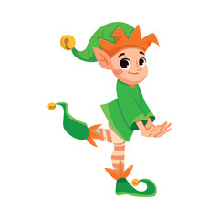 Funny Boy Elf Character with Pointed Ears Smiling Vector Illustration