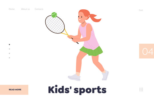 Landing page template promoting kids sport offering big tennis training and recreation activity - Powered by Adobe