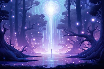 Obraz premium Ethereal moonlight sprites, radiating soft glow and granting wishes - Generative AI