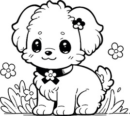 Cute Dog and puppy Coloring page