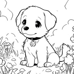 Cute Dog and puppy Coloring page