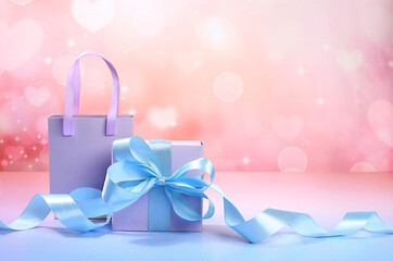 Christmas holiday gift boxes and packages on bokeh background, New Year sales and shopping concept, Black Friday, store advertising banner and screen template