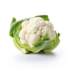 A head of cauliflower on a white background