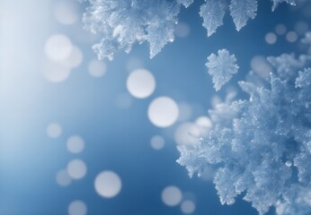 The enchantment of winter unfolds in this abstract backdrop with glistening frost and whimsical bokeh, encapsulating the magic of the season
