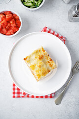 Meat lasagna in a plate