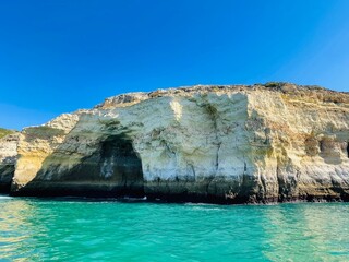 Beautiful view of Benagil Cave in Carvoeiro Algarve Portugal