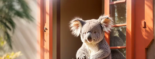 Raamstickers Cute cartoon koala in the house © tanya78