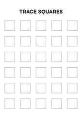 Trace squares. Worksheets for kids. Preschool education.