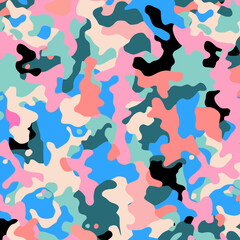 Digital camo quirky doodle pattern, background, cartoon, vector, whimsical Illustration