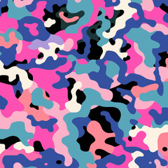 Digital camo quirky doodle pattern, background, cartoon, vector, whimsical Illustration