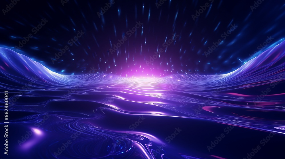 Poster a computer generated image of a purple and blue wave