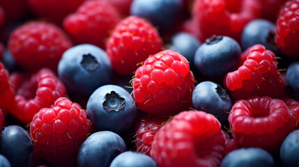 A close up of berries and blueberries