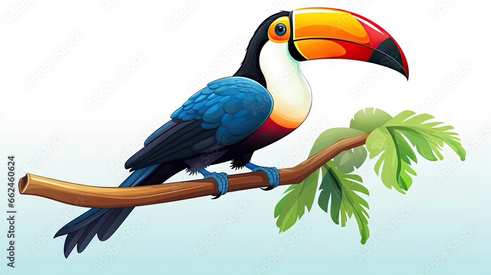 Poster a toucan bird sitting on a branch of a tree. generative ai