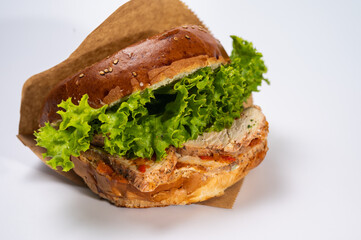 close up view, Various hamburgers, meat burgers for restaurant menu on white background. Isolated