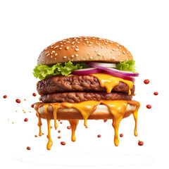 burger isolated on transparent background, png, Generative Ai