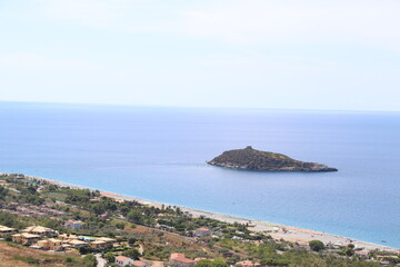 Fototapeta na wymiar View of the large beach and coast line of Diamante, Diamante, District of Cosenza, Calabria, Italy, Europe.