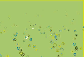 Light Blue, Yellow vector background with bubbles.
