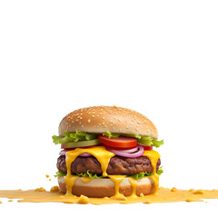 burger isolated on transparent background, png, Generative Ai