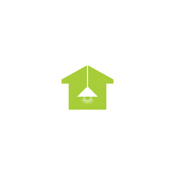 Green home logo, real estate,  interior design, decoration, light, bulb, Logo Design, Brand Identity, flat icon, monogram, business, editable, eps, royalty free image, corporate brand, creative 