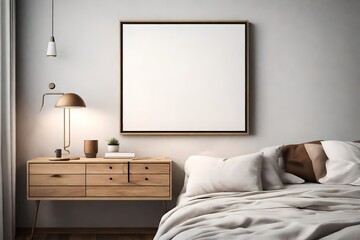 An intricately detailed view of a Canvas Frame for a mockup in a modern bedroom