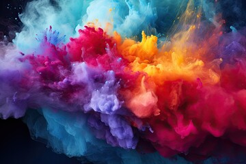 Colorful cloud of ink in water. Abstract background for design, Colored powder explosion. Abstract closeup dust on backdrop, AI Generated - obrazy, fototapety, plakaty