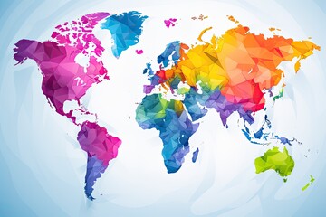 Abstract colorful polygonal world map. Vector illustration for your design, Colored world map. Political maps, colorful world countries, and country, AI Generated