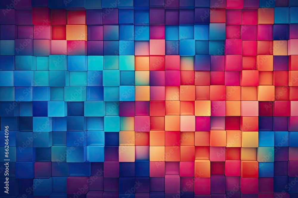 Aufkleber abstract colorful background of cubes in blue and red colors for design, colorful square pattern as 