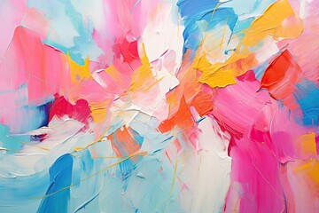 Abstract oil painting on canvas. Colorful brushstrokes of paint, Colorful modern artwork, abstract paint strokes, oil painting on canvas, AI Generated - obrazy, fototapety, plakaty