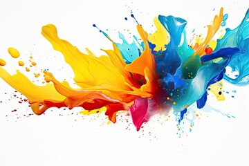 Colorful paint splashes isolated on white background. Abstract art, Colorful paint splashes isolated on white background. Abstract artistic background, AI Generated