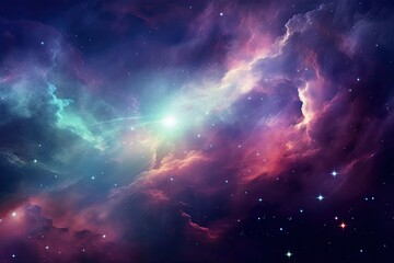 Space background with nebula and stars. Collage. 3D rendering, Colorful space galaxy cloud nebula. Stary night cosmos, AI Generated