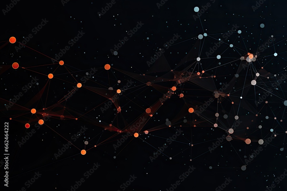 Poster abstract polygonal space low poly dark background with connecting dots and lines, complex digital ne
