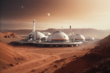 Fototapeta na wymiar Space colony on Mars